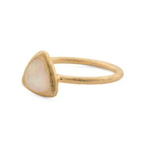 SHAANTI JEWELS  India 18k Gold Plated Sterling Silver Trillion Birthstone Ring